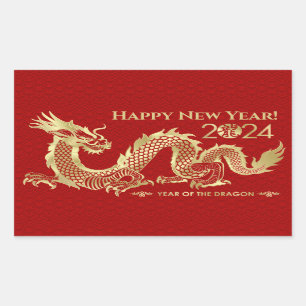 Sticker Rectangulaire Nouvelle année chinoise du Dragon 2024