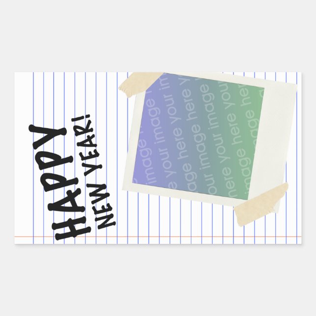 Sticker Rectangulaire nouvelle année heureuse (Devant)