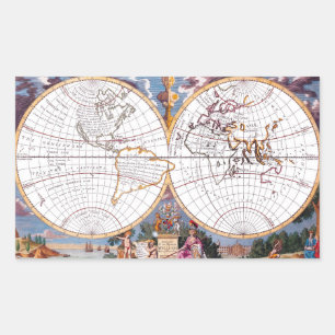 Sticker Rectangulaire Nouvelle Carte Du Terraqueux Globe Rectangulaire S