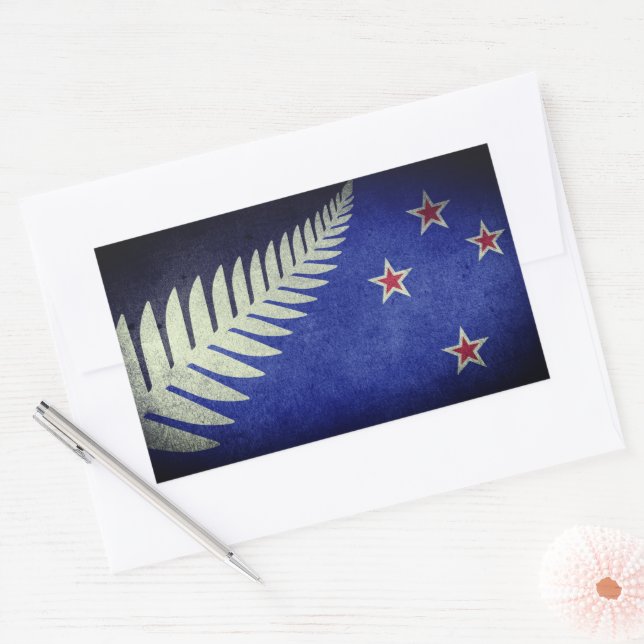 Sticker Rectangulaire Nouvelle-Zélande Silver Fern (Enveloppe)