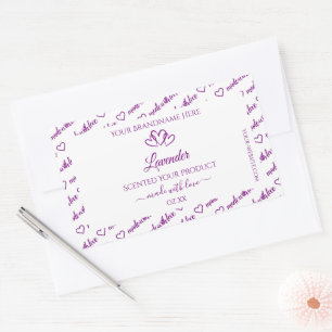 Sticker Rectangulaire Nuage de mots violet et blanc Produit Coeurs Étiqu