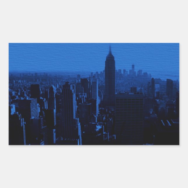 Sticker Rectangulaire Nuit bleue à New York (Devant)