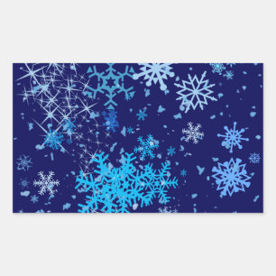 Sticker Rectangulaire Nuit de Noël neige