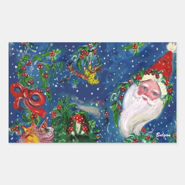 STICKER RECTANGULAIRE NUIT DE NOËL / PÈRE NOËL (Devant)