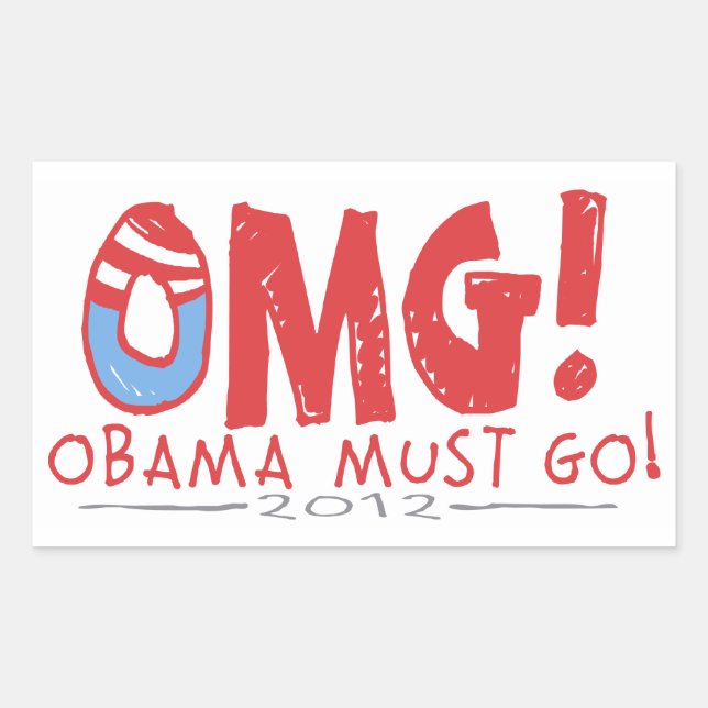 Sticker Rectangulaire Obama doit partir 2012 (Devant)