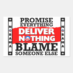 Sticker Rectangulaire Obama : La promesse tout, ne fournissent rien !