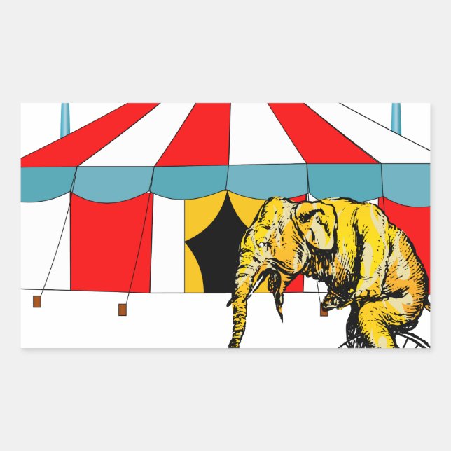 Sticker Rectangulaire Objets souvenirs du cirque en mémoire des éléphant (Devant)