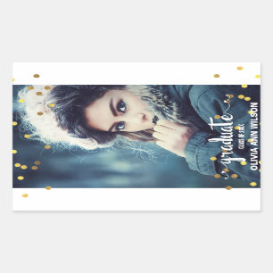 Sticker Rectangulaire Obtention du diplôme chic de photo de confettis d