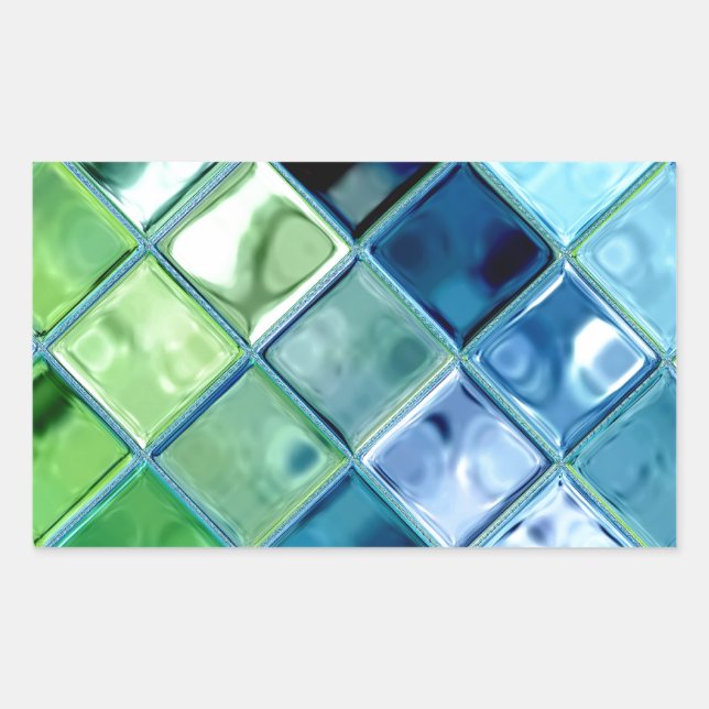 Sticker Rectangulaire Ocean Teal Glass (Devant)