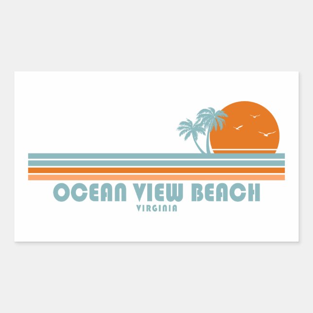 Sticker Rectangulaire Ocean View Beach Virginia Sun Palm Trees (Devant)