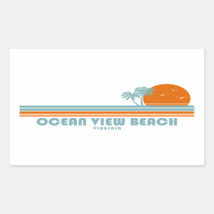 Sticker Rectangulaire Ocean View Beach Virginia Sun Palm Trees