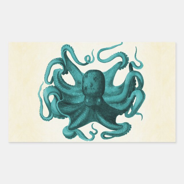 Sticker Rectangulaire Octopus vintage (Devant)