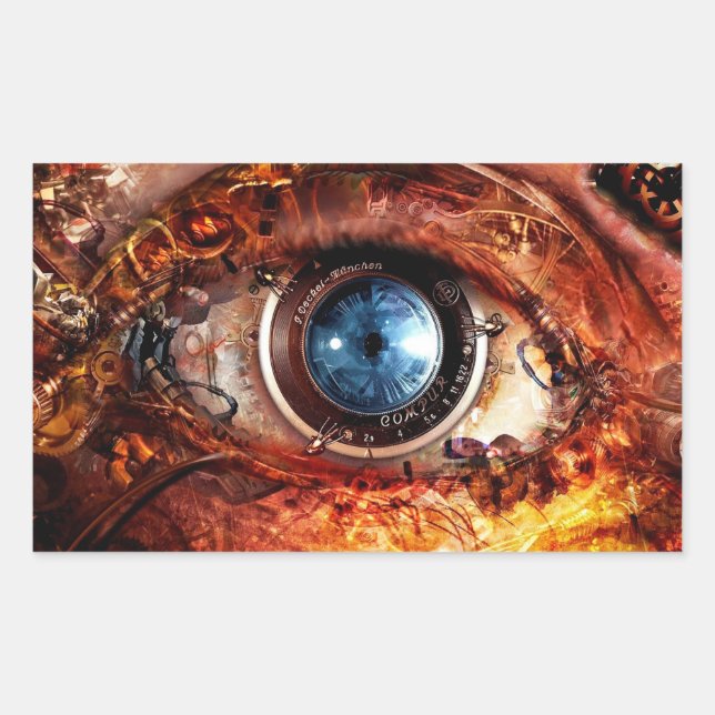 Sticker Rectangulaire Œil de caméra Steampunk (Devant)