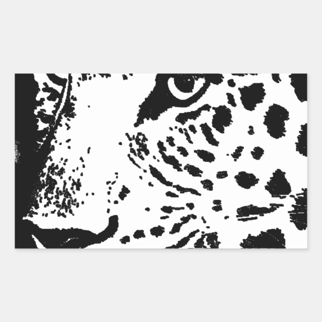 Sticker Rectangulaire Oeil noir et blanc du léopard (Devant)