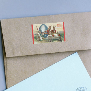 Sticker Rectangulaire Oeuf vintage de voiture ancienne de lapins de