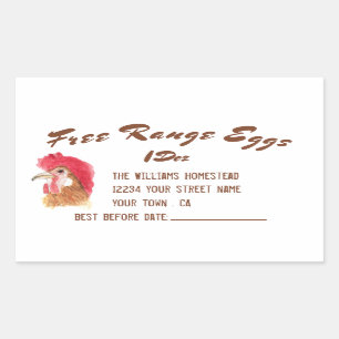 Sticker Rectangulaire OEufs de gamme libre Aquarelle Carton d'oeuf