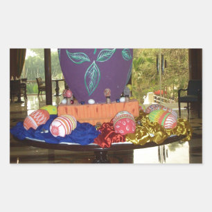 Sticker Rectangulaire OEufs de Pâques décorés