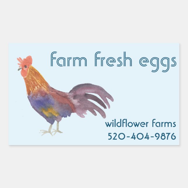 Sticker Rectangulaire OEufs de poulet d'aquarelle à vendre produit perso (Devant)