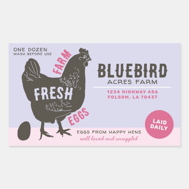 Sticker Rectangulaire Oeufs frais de ferme (Devant)