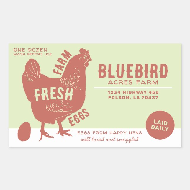 Sticker Rectangulaire Oeufs frais de ferme (Devant)