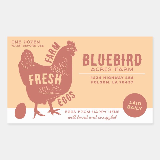 Sticker Rectangulaire Oeufs frais de ferme (Devant)