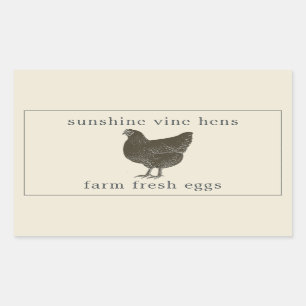 Sticker Rectangulaire Oeufs frais de ferme Vintage Hen Oeuf Carton antiq