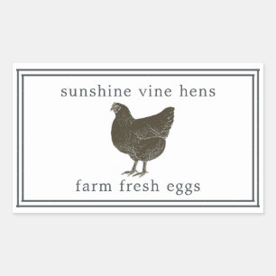 Sticker Rectangulaire Oeufs frais de ferme Vintage Hen Oeufs Carton noir