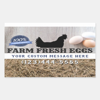 Sticker Rectangulaire Oeufs frais de la ferme de qualité Poulets de qual