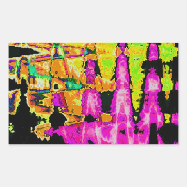 Sticker Rectangulaire Oeuvre d'aquarelle unique : violet, noir et chaux (Devant)