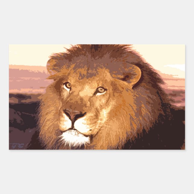 Sticker Rectangulaire OEuvre de Lion (Devant)