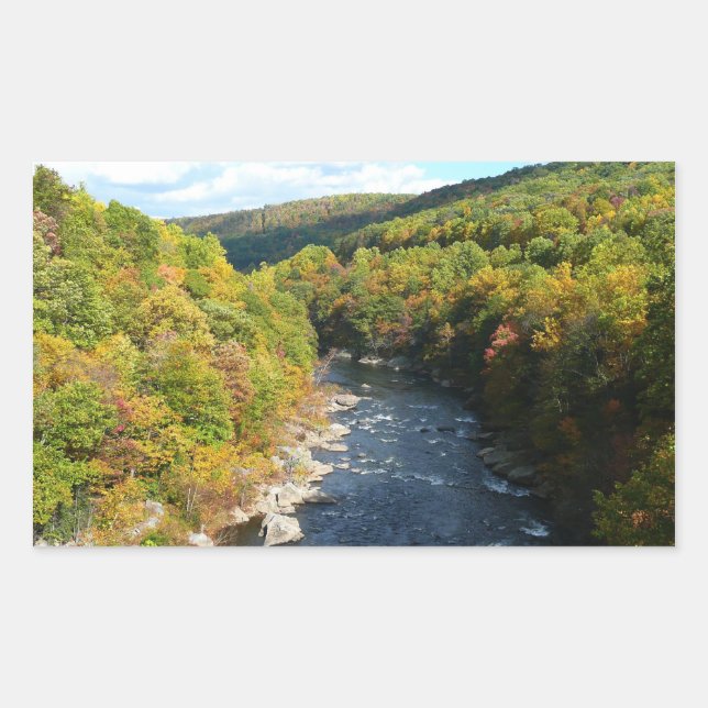 Sticker Rectangulaire Ohiopyle River à l'automne I Pennsylvanie Automne (Devant)