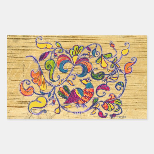 Sticker Rectangulaire Oiseau du Nord de Russie (Devant)