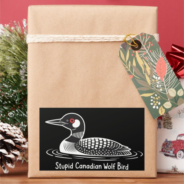 Sticker Rectangulaire Oiseau loup canadien stupide cadeau drôle Canada P (vacances)