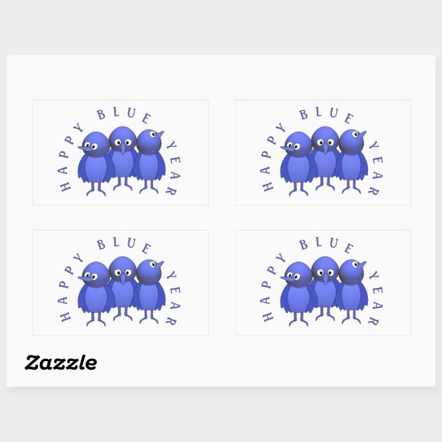 Sticker Rectangulaire Oiseaux bleus personnalisés (Feuille)