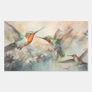 Sticker Rectangulaire Oiseaux d'aquarelle en vol