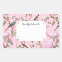 Oiseaux et Fleurs de Chinoiserie Rose