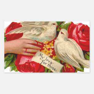 Sticker Rectangulaire Oiseaux vintages Victorian Love Dove Art classique