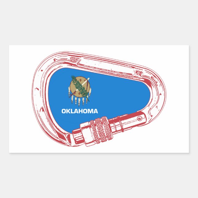 Sticker Rectangulaire Oklahoma Escalade Carabiner (Devant)