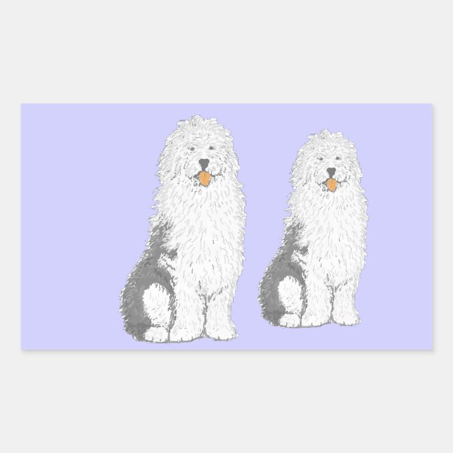 Sticker Rectangulaire Old English Sheep Dog produits multiples (Devant)