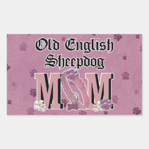 Sticker Rectangulaire Old English Sheepdog MOM