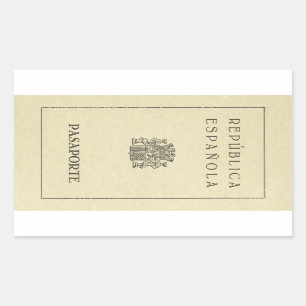 Sticker Rectangulaire Old Spanish Republic passport (seiche paper)