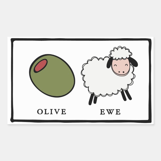Sticker Rectangulaire Olive Ewe Love Puns (Devant)