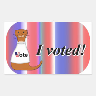 Sticker Rectangulaire "Oliver The Otter I Voted Sticker" on Background