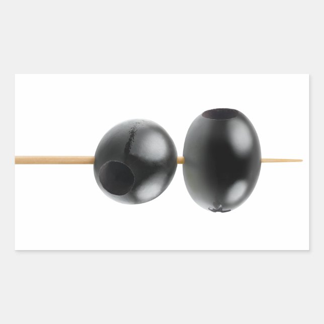 Sticker Rectangulaire Olives noires dressées sur une brochette (Devant)