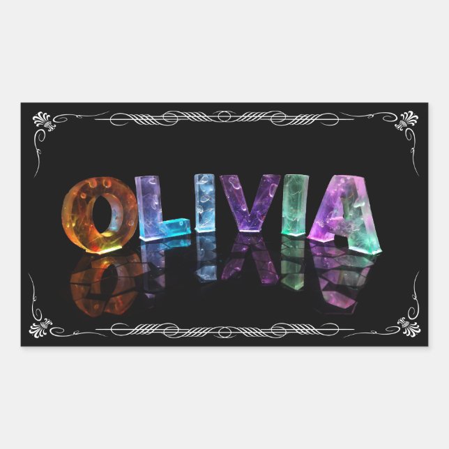 Sticker Rectangulaire Olivia - Le nom Olivia en lumières 3D (Photographi (Devant)