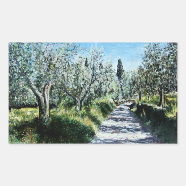 STICKER RECTANGULAIRE OLIVIERS EN TOSCANE (Devant)