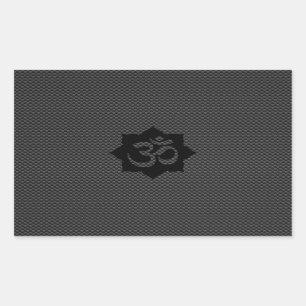 Sticker Rectangulaire OM Symbole Lotus Spiritualité Yoga en fibre de car