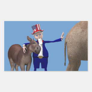 Sticker Rectangulaire Oncle Sam aime les ânes