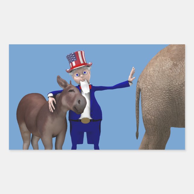 Sticker Rectangulaire Oncle Sam aime les ânes (Devant)