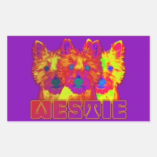 Sticker Rectangulaire Op Art - West Highland Terrier (Devant)